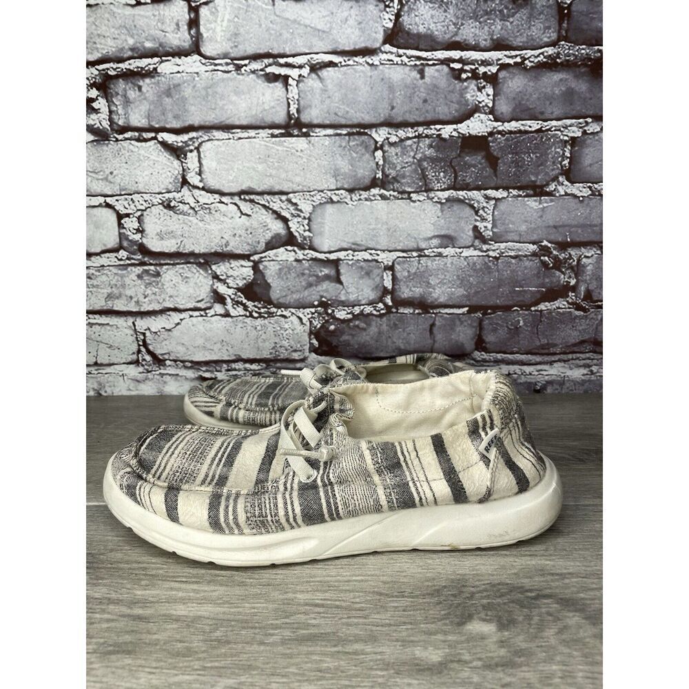 Reef Cushion Coast Mid White Fabric Black Lace Up Sneakers Women Sz 8.5M US/39EU